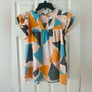 Entro Multicolor Ruffle Top